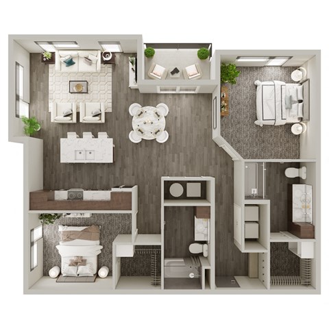 Two Bed / Two Bath 1183 SF Floor Plan at The Westline at Flanagan Lake in Omaha, NE